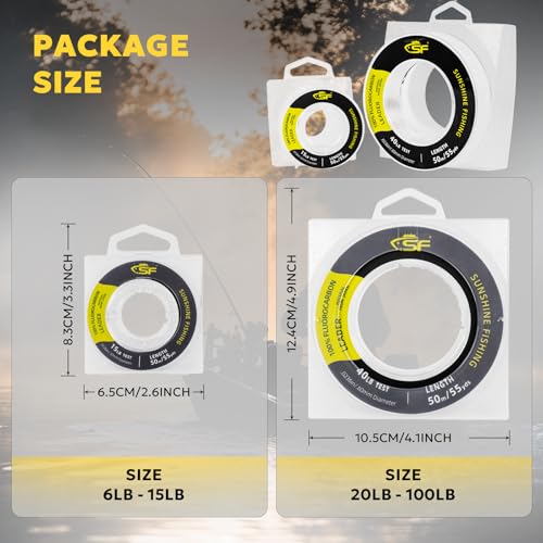 SF 100% Pure Fluorocarbon Leader Material Fishing Line Virtually Invisible Shock Resistant Increased Sensitivity Sink Fast Clear for Saltwater Freshwater 50yd 10LB - Image 3