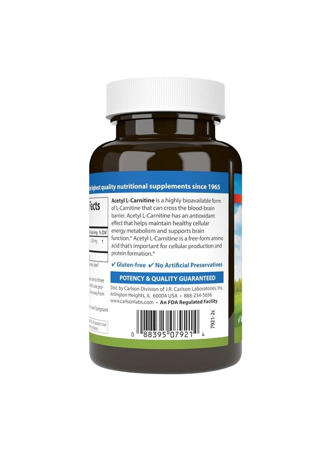 Carlson - Acetyl L-Carnitine, 500 mg, Cognitive Health, Brain Function & Energy Production, 120 Capsules - Image 2