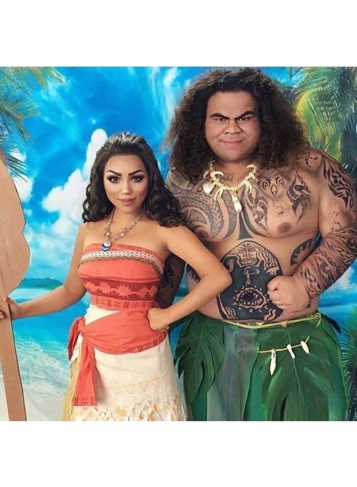 Bluejw Girls Moana Princess Costume Dress, Printed Moana Themed Fancy Outfit, Halloween Cosplay Party Dress for Kids Toddler Girls - Image 4