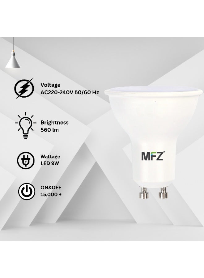 MFZ LED GU10 Bulbs 9W, Bright White, SASO Certified, AC220–240V – Pack of 5, Energy Saver - Image 3