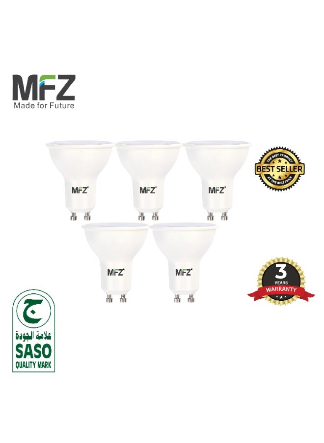 MFZ LED GU10 Bulbs 9W, Bright White, SASO Certified, AC220–240V – Pack of 5, Energy Saver - Image 1
