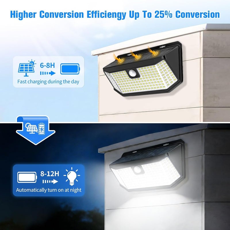 Aootek Solar Lights Outdoor 182 LEDs 2500Lm Solar Motion Sensor Lights IP65 Waterpro of with Wide Anglefor Patio Garden Garage Yard Front Door(2pack) - Image 5