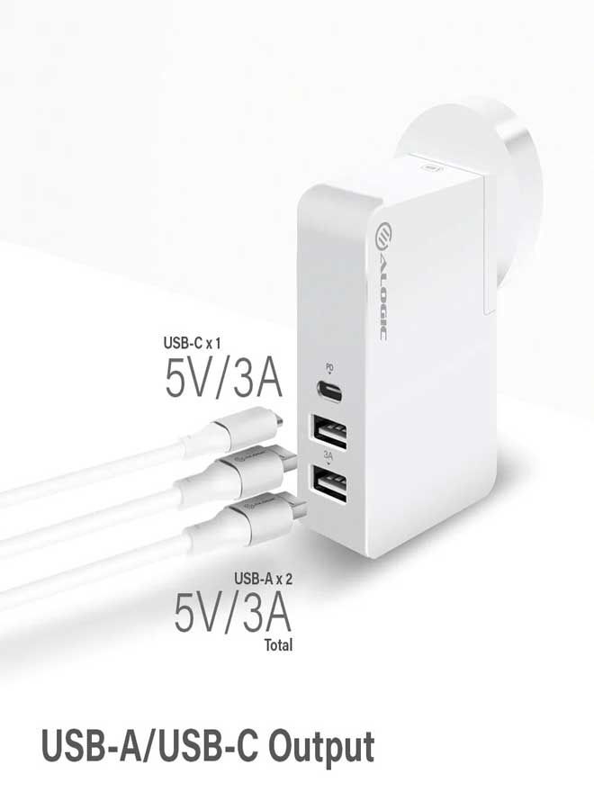 ALOGIC USB-C Laptop/Macbook Wall Charger 45W with Power Delivery & USB-A Charging Ports – Travel Edition with AU, EU, UK, US Plugs. - Image 2