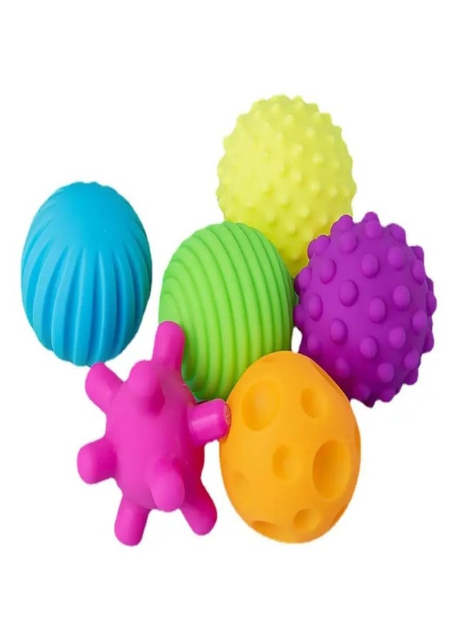 Sawkirp darshraj Sensory Textured Multi-Colour Baby Balls, Set of 6, Soft Rubber, for Kids - Image 2