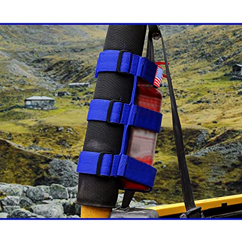 Voodonala Adjustable Roll Bar Fire Extinguisher Mount Holder 3 lb for Jeep Wrangler Unlimited CJ YJ LJ TJ JK JKU JL JLU 4XE,Blue with USA Flag Pattern - Image 2