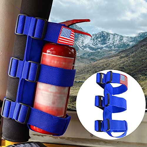 Voodonala Adjustable Roll Bar Fire Extinguisher Mount Holder 3 lb for Jeep Wrangler Unlimited CJ YJ LJ TJ JK JKU JL JLU 4XE,Blue with USA Flag Pattern - Image 5