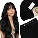 YoungSee Wire Hair Extensions Real Human Hair Jet Black Hair Extensions Wire Black Fish Line Human Hair Extension Long Straight Hair 20In 105G - Image 2