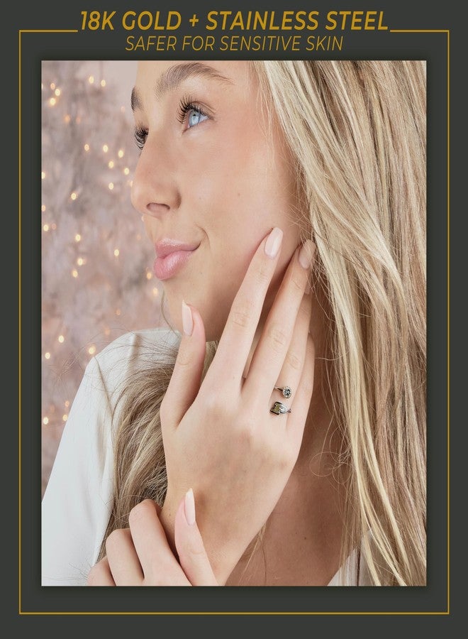 Stone Armory Purdue University Gifts and Purdue Jewelry - Stainless Steel Purdue Ring with Crystals - Hypoallergenic and Adjustable Sizes 5-12 - Purdue Gifts for Women - Image 5