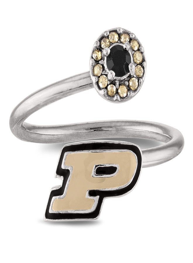 Stone Armory Purdue University Gifts and Purdue Jewelry - Stainless Steel Purdue Ring with Crystals - Hypoallergenic and Adjustable Sizes 5-12 - Purdue Gifts for Women - Image 1