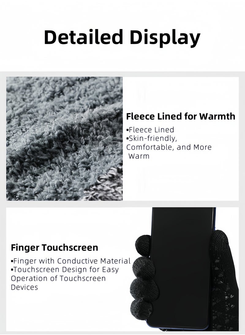 Harse Men's Winter Wool Gloves, Thickened Warm Knit, Touchscreen, Windproof Cycling & Outdoor Full Finger Gloves, One Size  - Image 5