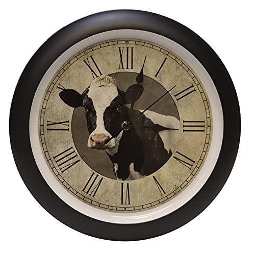 Mark Feldstein & Associates Cow Farmhouse Collection Vintage Natural Brown 13 inch Sound Wall Clock - Image 1