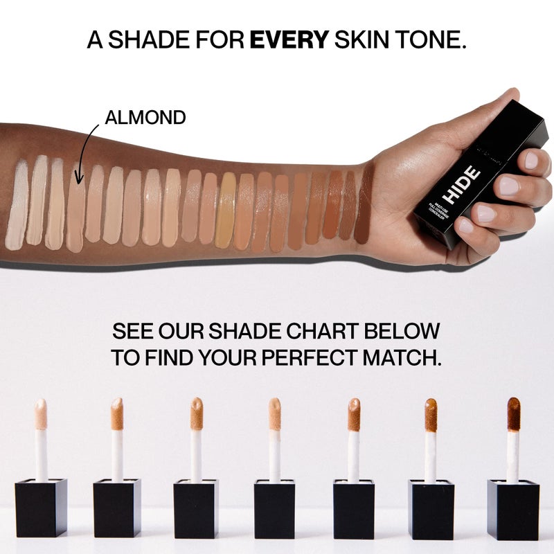 HIDE Liquid Concealer, Medium to Full Coverage Concealer for Blemishes, Under Eye Dark Circles & Scars, Oil Free Concealer, Almond (See Shade Finder), 0.5 fl oz - Image 2