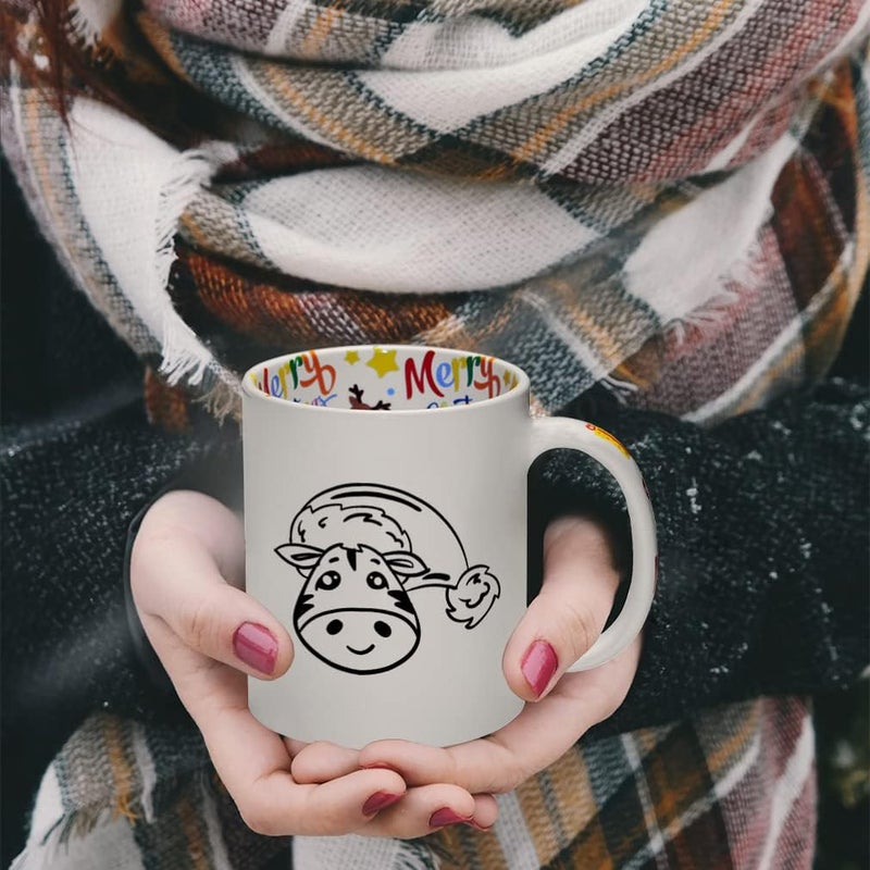 Style In Print Ceramic Christmas Coffee Mug 11 Ounces Cute Cartoon Zebra with Santa Cap Style A Funny Tea Cup Christmas Santa Cap Design Only Design Only - Image 3