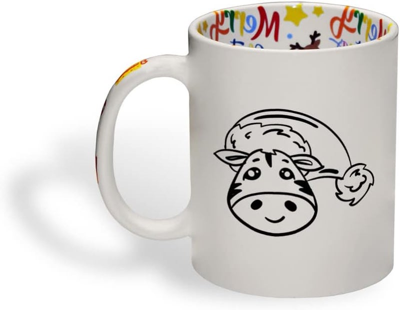 Style In Print Ceramic Christmas Coffee Mug 11 Ounces Cute Cartoon Zebra with Santa Cap Style A Funny Tea Cup Christmas Santa Cap Design Only Design Only - Image 1