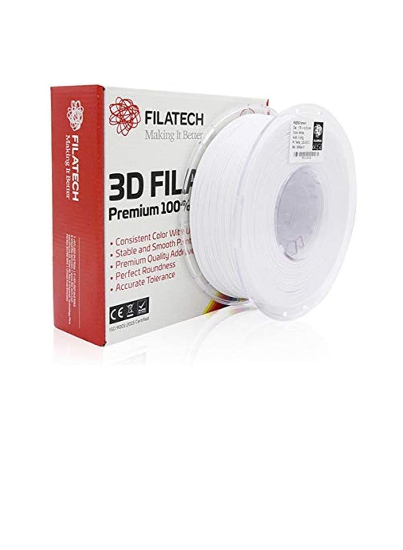 Filatech ABS Filament - White, 1.75mm, 1KG, High-Quality, Made in UAE - Image 1