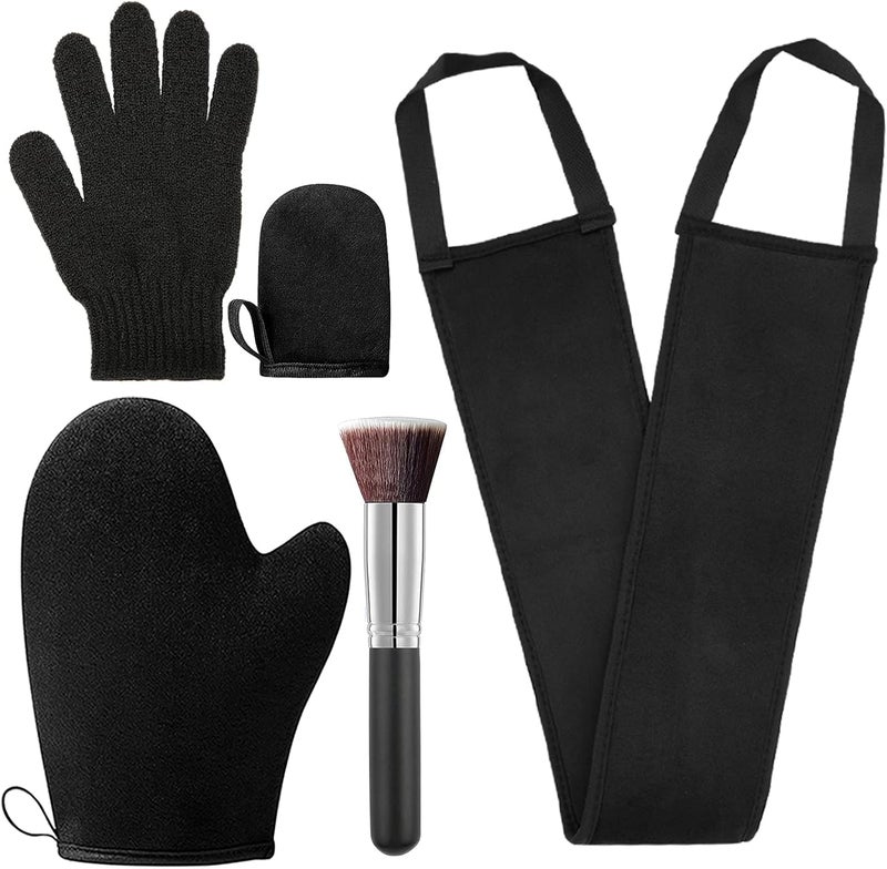 ANSPHIE 5 Pack Self Tanning Mitt Applicator Kit, Self Tan Glove, Face Tan Mitt, Back Lotion Applicator, Exfoliating Glove, Tanning Brush for Tanner Fake Bake - Image 1