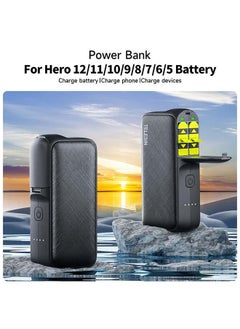TELESIN Wireless Charging Case for Gopro 12, Dual Slot Storage Battery Charger Power Bank(10000mAh) for Gopro, Fully Compatible for Gopro Hero 12, Hero 11, Hero10/9/8/7/6/5 Battery  - Image 3