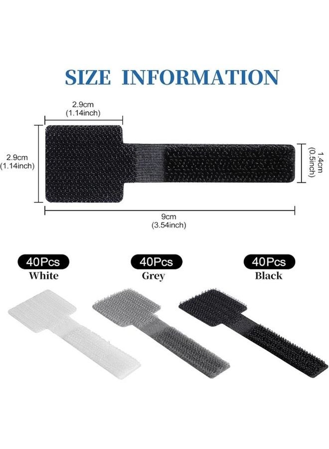 40 Pcs White Self Adhesive Hook And Loop Cable Straps Heavy Duty Cord Organizers - Image 4