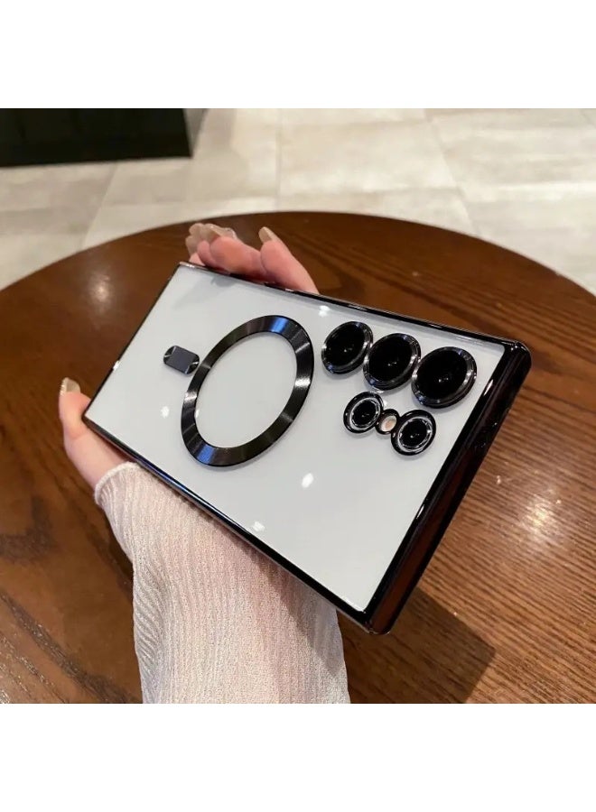 تنطبق على سامسونج غالاكسي S25 الترا الهاتف المحمول حماية القضية ، ودعم magsafe المغناطيسي شحن لاسلكي ، المضادة للانزلاق ، المضادة للعرق ، ومكافحة بصمات الأصابع ، ومكافحة الاصطدام حماية ، أسود مطلي الإطار - Image 1
