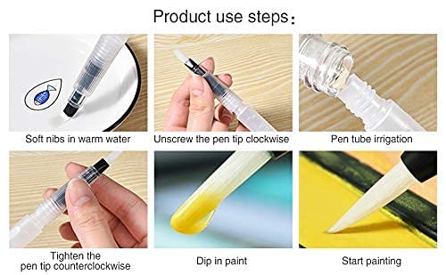 GOODIEBOX Water Coloring Brush Pens, Set of 3 Brush Tips for Watercolor Painting, Water Soluble Colored Pencils, Water Color Brush Pens, Water-Color Markers, Powdered Pigment Or Watercolor Paints - Image 3