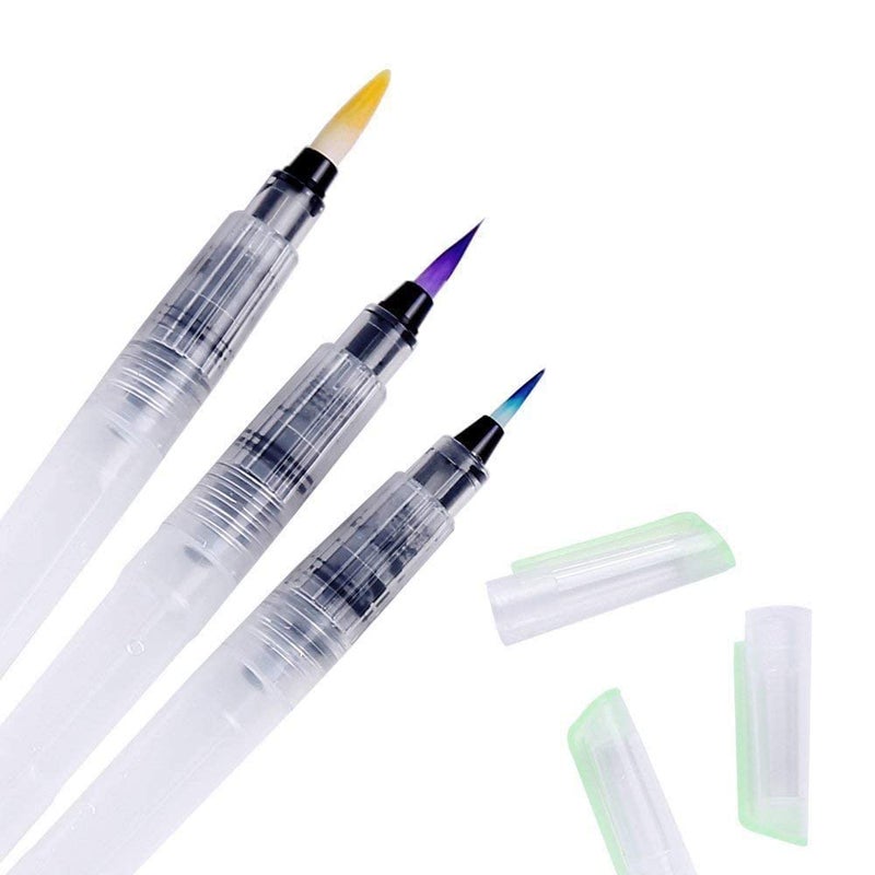 GOODIEBOX Water Coloring Brush Pens, Set of 3 Brush Tips for Watercolor Painting, Water Soluble Colored Pencils, Water Color Brush Pens, Water-Color Markers, Powdered Pigment Or Watercolor Paints - Image 4
