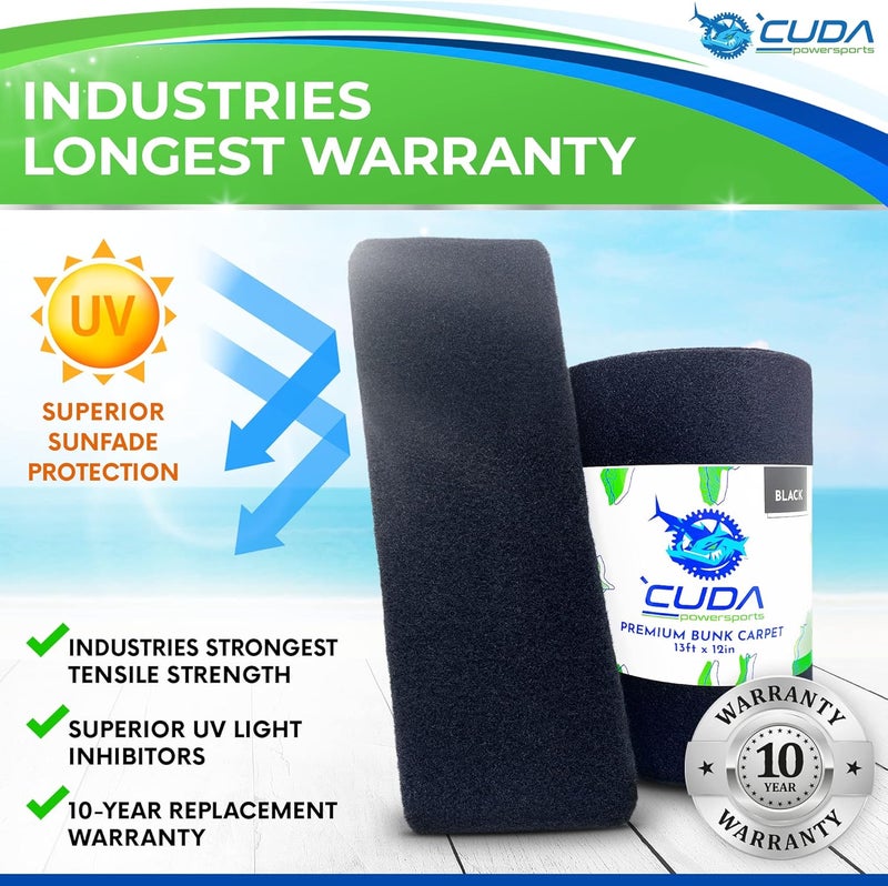 Cuda Powersports Store Cuda Boat Trailer Bunk Carpet 12 Inch Wide x 13ft-New Premium 30 Oz Roll- Cuda Bunk Carpet for Boat Trailers Parts Accessories Gray Grey Charcoal Lift Runners Covers Waterproof - Image 4