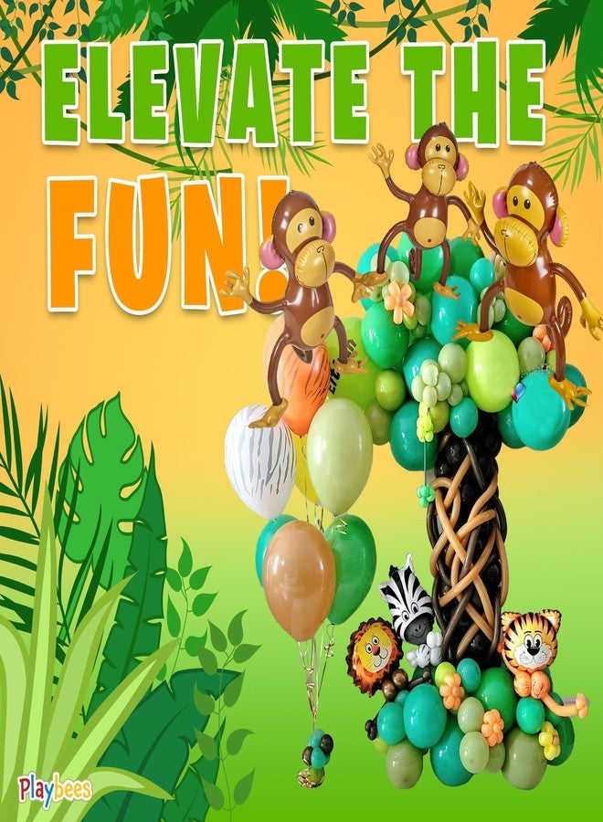 Playbees Large Inflatable Monkey 27" - 6 Pack Blow Up Animal Party Favors - Inflatables Jungle Decor, Monkeys for Baby Shower, Safari Birthday Kids & Toddlers Decorations, Kids Animal Party Supplies - Image 4