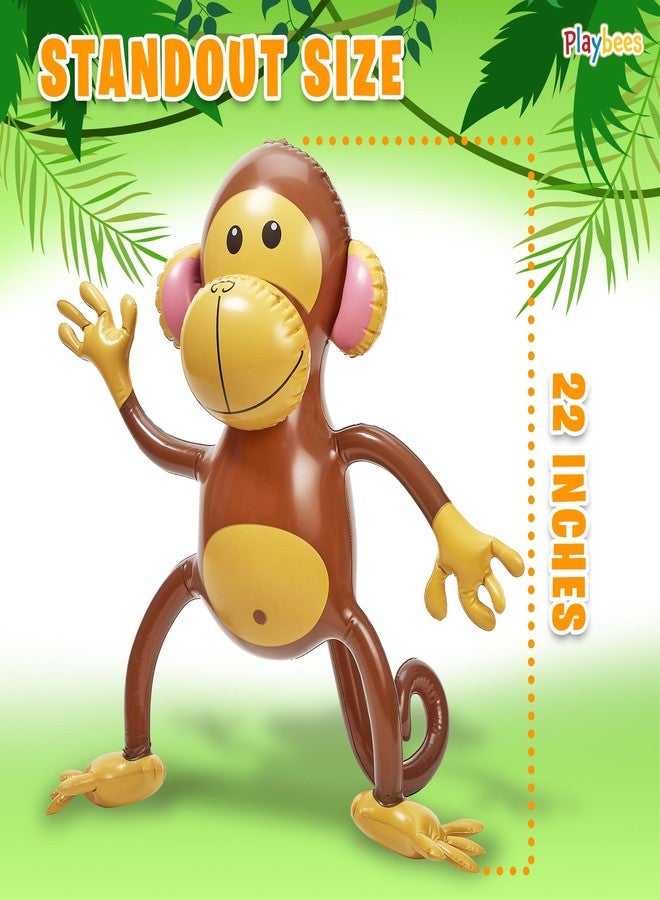 Playbees Large Inflatable Monkey 27" - 6 Pack Blow Up Animal Party Favors - Inflatables Jungle Decor, Monkeys for Baby Shower, Safari Birthday Kids & Toddlers Decorations, Kids Animal Party Supplies - Image 2