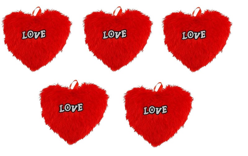 HeeMo Heart Shape Cushion Stuffed Hanging Red Pillow with Best Filling Covers, Valentines Gift- (Red 12x12 Inches, Set of 5) - Image 1
