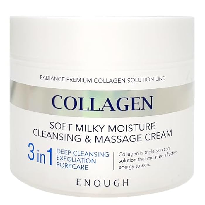 Enough Collagen Moisture Cleansing & Massage Cream, Face and Body Essentials Moisturizer for Massage Therapy, Korean Skin Care Deep Hydrating Makeup Remover (White - Soft Milky 3in1, 10.58 oz) - Image 1