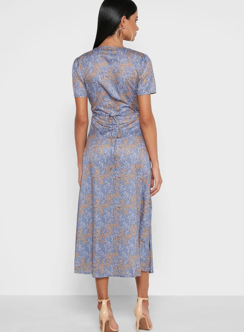 Missguided Half Button Split Detail Midi Dress