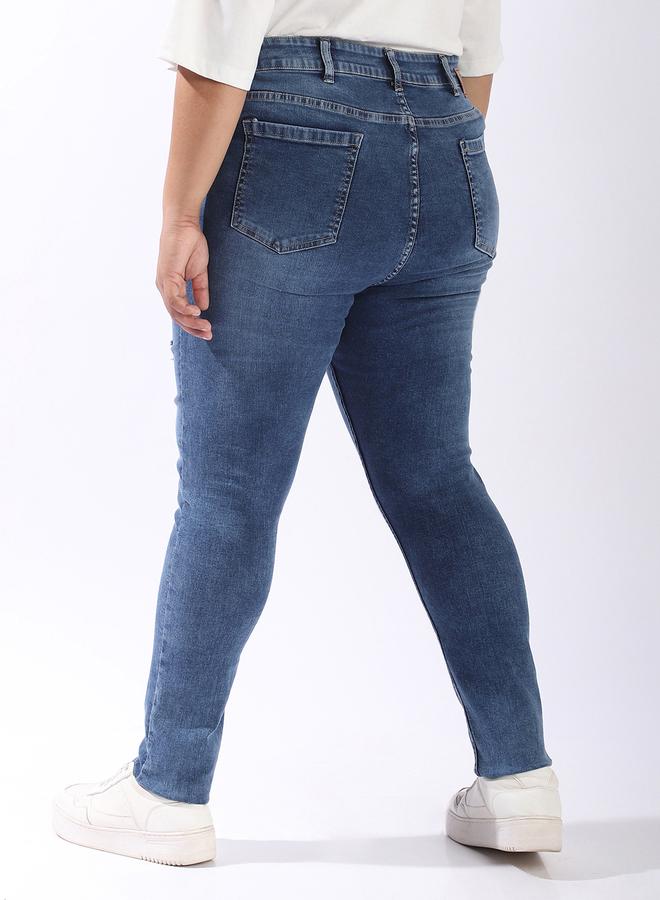 HIGH STAR Women Comfort Skinny Fit High-Rise Light Disressed Streachable Fade Jeans  - Image 5