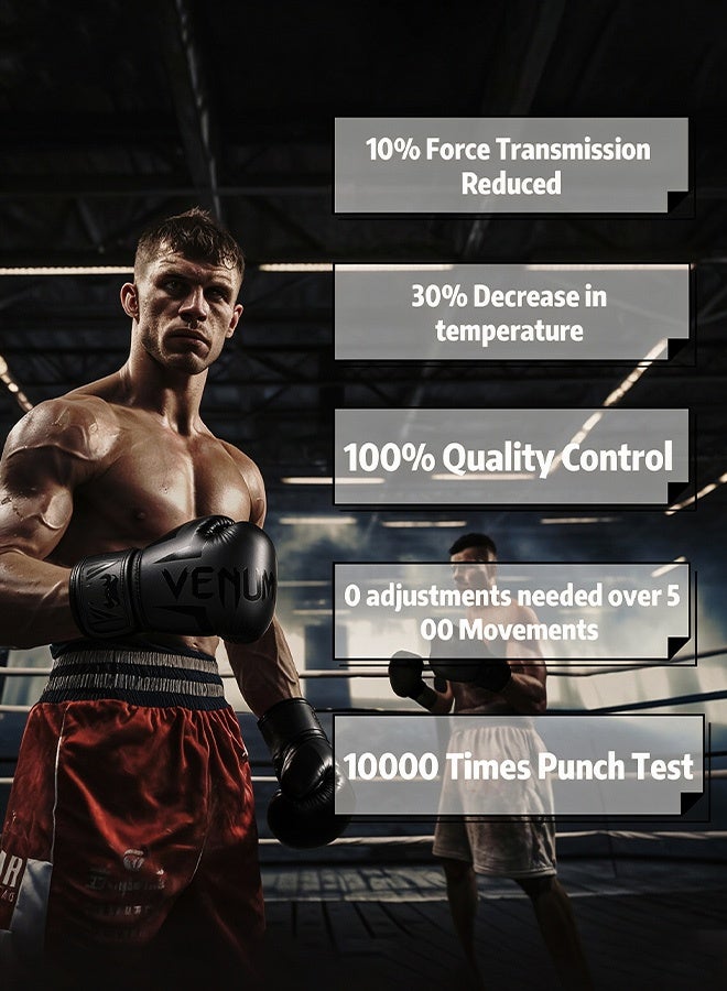 VENUM 12OZ Boxing Gloves PU Leather, Muay Thai Kickboxing MMA Sparring Training, Advanced TAKKA Closure, Padding, Punch Bags Speed Ball Focus Pads Workout, Black - Image 5