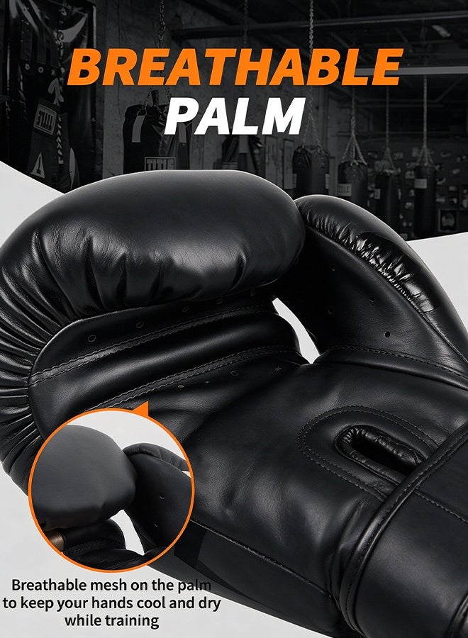 VENUM 12OZ Boxing Gloves PU Leather, Muay Thai Kickboxing MMA Sparring Training, Advanced TAKKA Closure, Padding, Punch Bags Speed Ball Focus Pads Workout, Black - Image 3