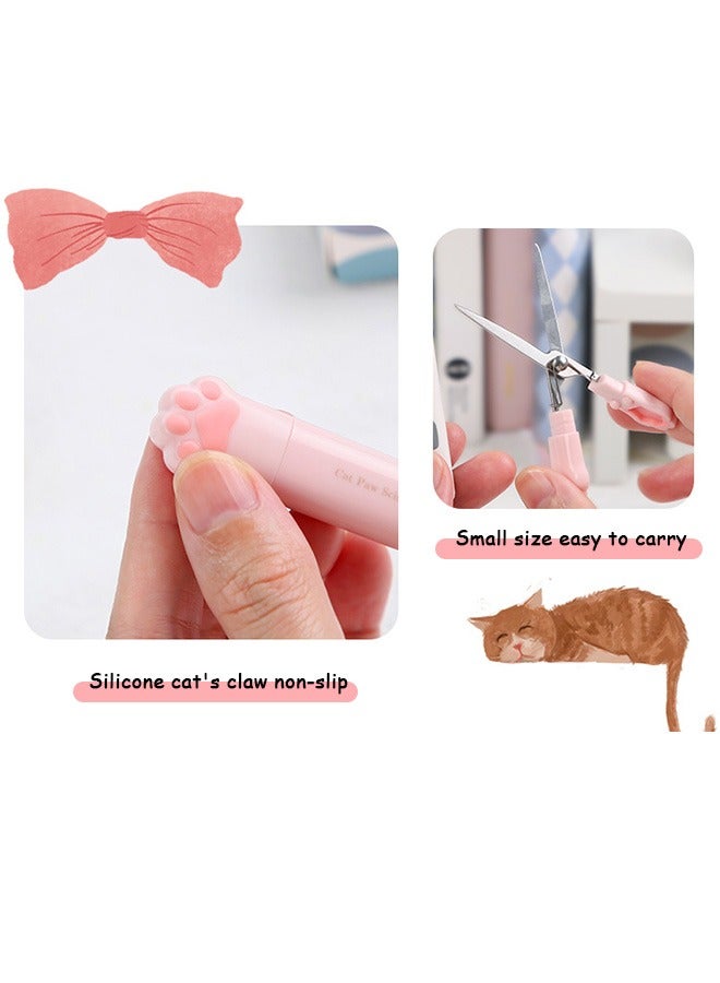 Cat Paw Mini Folding Scissors, Mini Portable Art Scissors Stainless Steel Scissors School Stationery, for School Supply Paper Cutting Scrapbooking (Pink) - Image 4