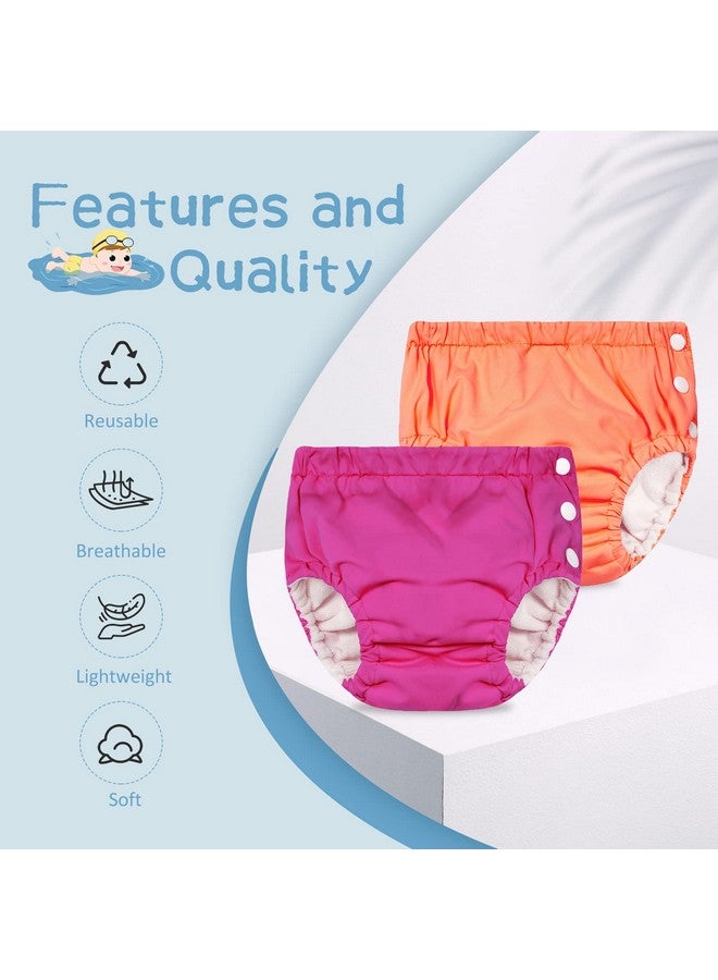 Durio Swim Diapers for Toddlers Reusable Swim Diapers Washable Swiming Diapers Toddler Swim Diaper Rose Orange 2-3T - Image 1
