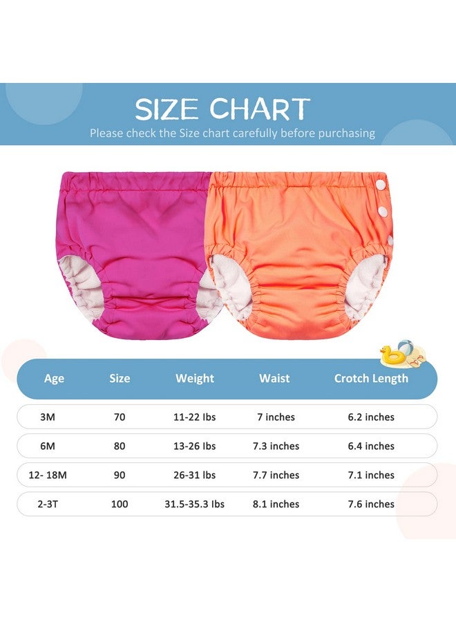 Durio Swim Diapers for Toddlers Reusable Swim Diapers Washable Swiming Diapers Toddler Swim Diaper Rose Orange 2-3T - Image 3