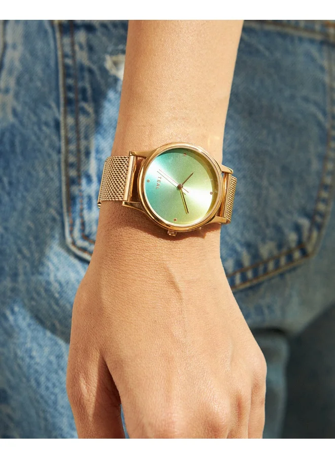 تشامباك Teal By Chumbak | Ombre Green Watch - Metal Mesh Strap