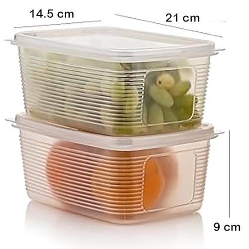 MosQuick® Pack of 4 Fridge Storage Containers Transparent Fridge Organiser Storage Boxes with Lids Stackable Organizer kitchen container set Fridge Storage Box Keep Fruits Vegetables Fresher 1800 ml - Image 2