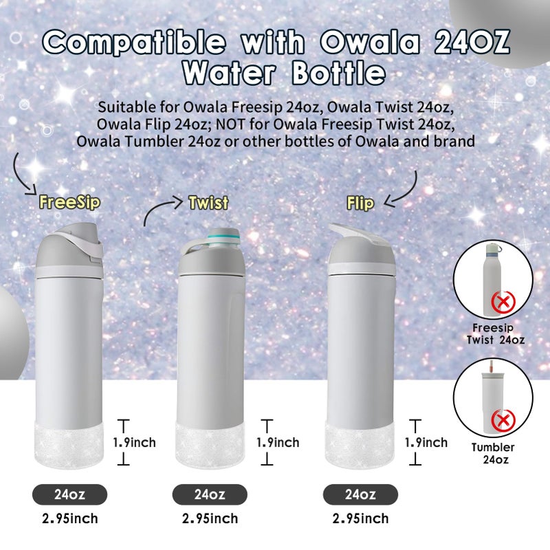 BKBY Protective Glitter Silicone Boot Compatible with Owala 24oz 32oz 40oz, Bling Cup Sleeve Bottom Bumper Cover Compatible with Owala FreeSip, Twist, or Flip Stainless Steel Water Bottles - Image 2