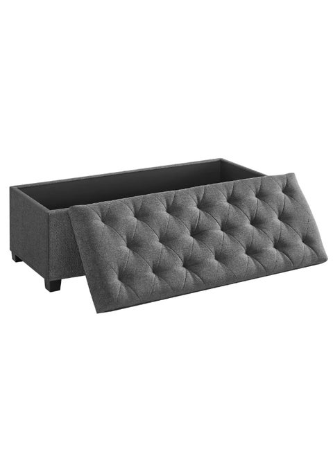 صندوق تخزين SONGMICS، مقعد بأرجل، 40 × 110 × 40 سم، مسند قدم، صندوق تخزين، أقصى حمولة 300 كجم، لغرفة المعيشة، غرفة النوم، الممر، رمادي داكن