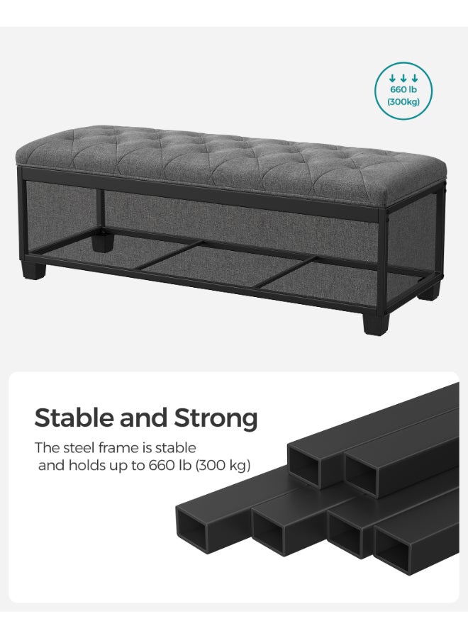 SONGMICS Stool with Storage Space, Bench with Legs, 40 x 110 x 40 cm Footstool, Storage Box, Maximum Load 300 kg, for Living Room, Bedroom, Hallway, Dark Grey - Image 3