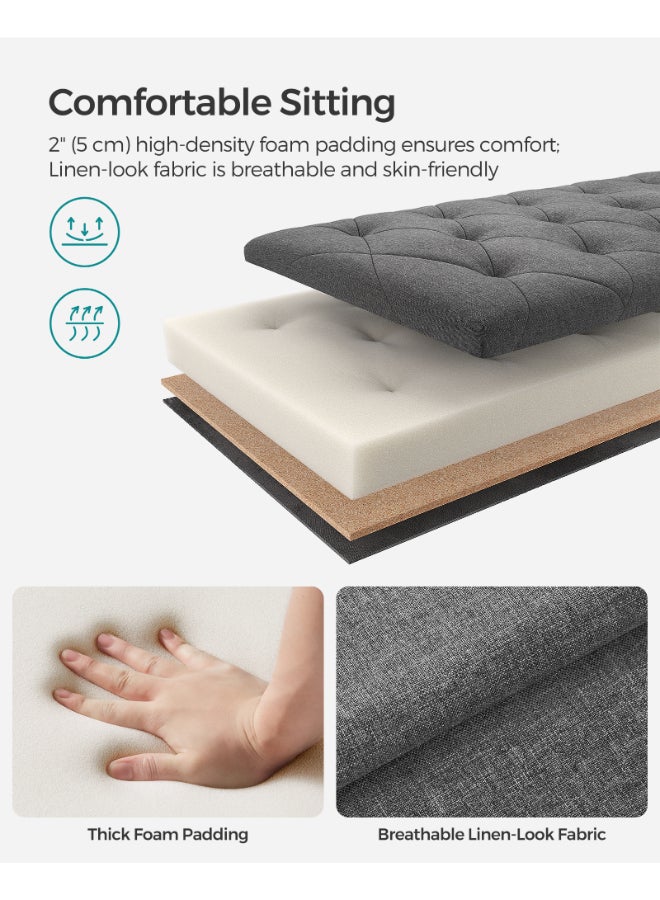 SONGMICS Stool with Storage Space, Bench with Legs, 40 x 110 x 40 cm Footstool, Storage Box, Maximum Load 300 kg, for Living Room, Bedroom, Hallway, Dark Grey - Image 4