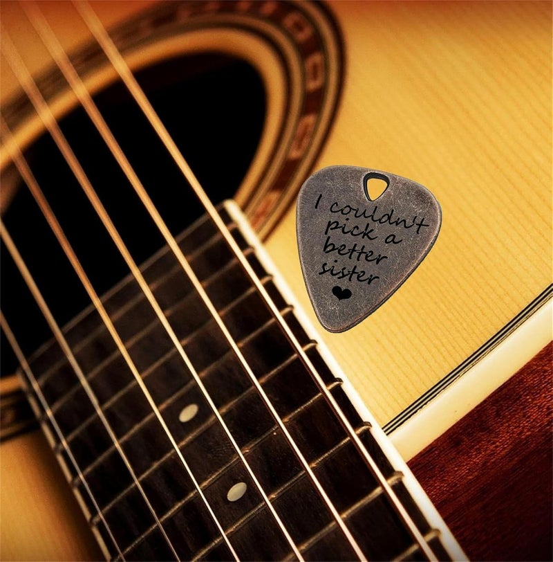 JUPPE Birthday Gifts For Sister, Bronze Metal I Couldn't Pick A Better Sister Guitar Pick and Bass Pick With Leather Case Music Gifts For Sister (I Couldn't Pick A Better Sister) - Image 5