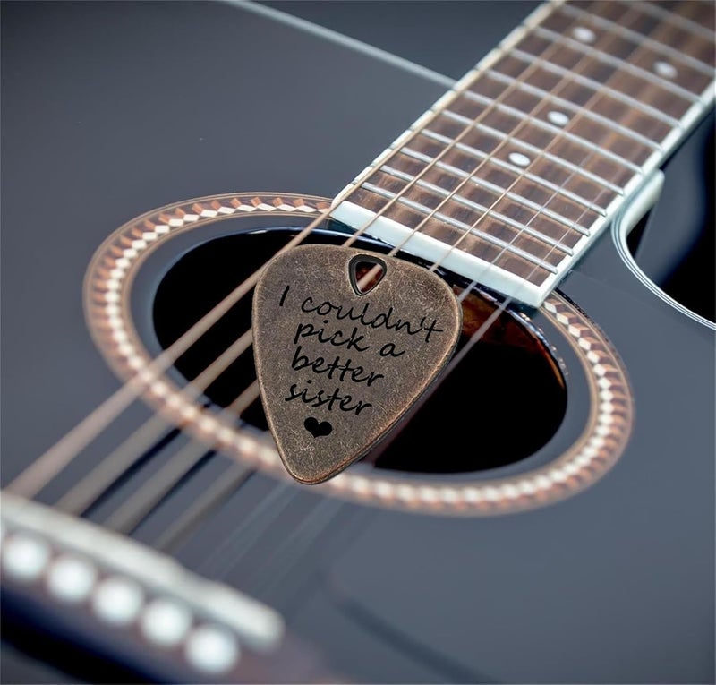 JUPPE Birthday Gifts For Sister, Bronze Metal I Couldn't Pick A Better Sister Guitar Pick and Bass Pick With Leather Case Music Gifts For Sister (I Couldn't Pick A Better Sister) - Image 4