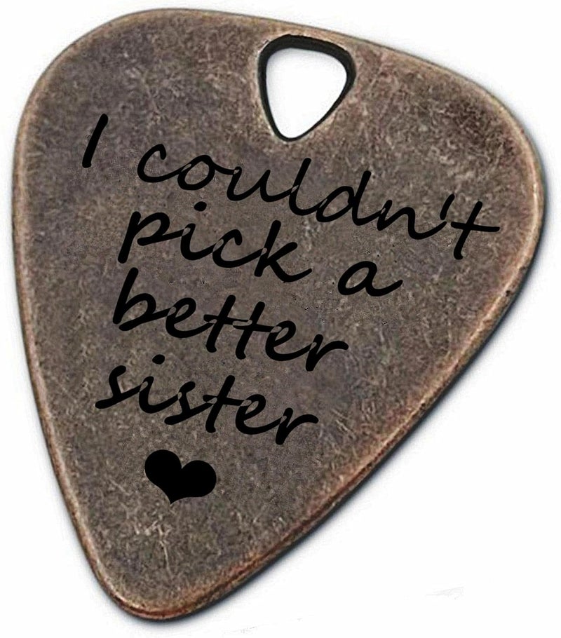 JUPPE Birthday Gifts For Sister, Bronze Metal I Couldn't Pick A Better Sister Guitar Pick and Bass Pick With Leather Case Music Gifts For Sister (I Couldn't Pick A Better Sister) - Image 1