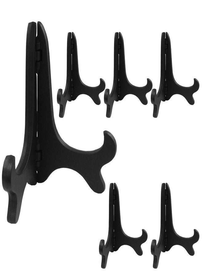 Rierdge 6 Pack 4" Easel Plate Holder Plastic Easels, 10CM Black Folding Display Stand Plate Easels Holder for Display Plates, Photos, Books and Artwork - Image 1