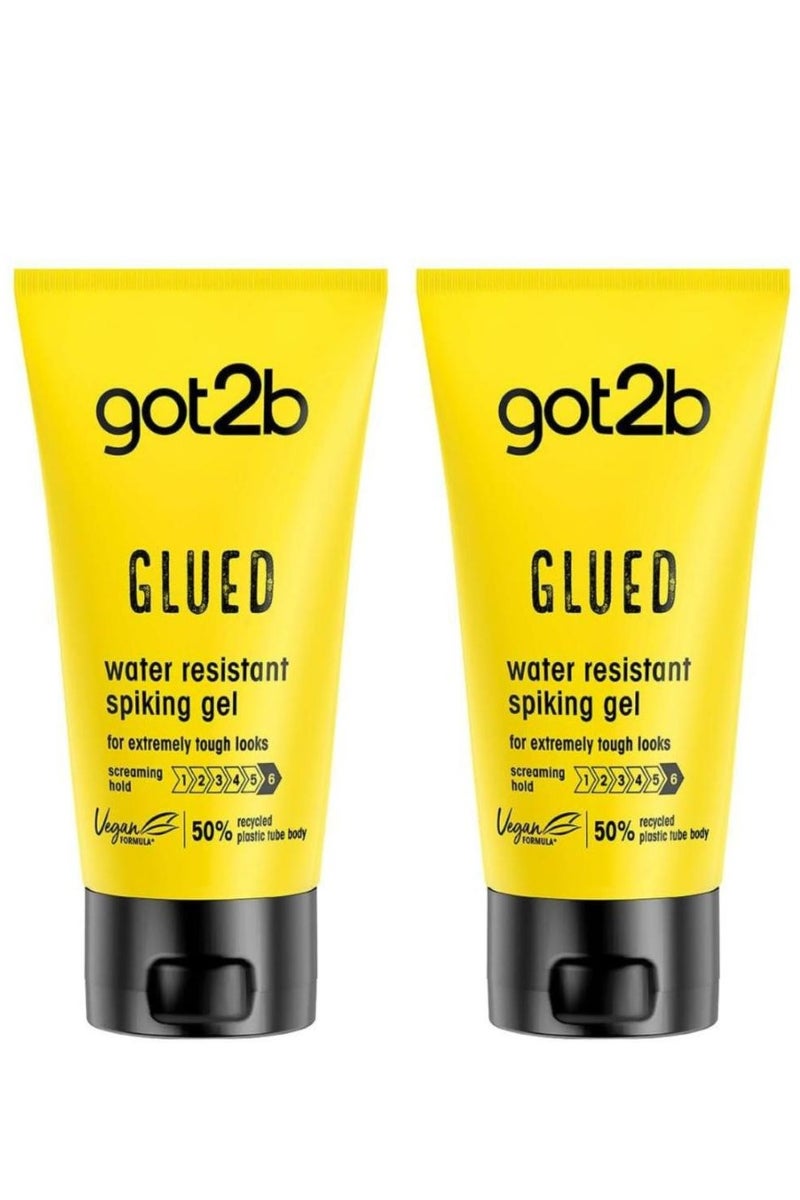 Got2b Two Pcs Glued Water Resistant Spiking Glue For Extremly Tough Looks For Hair 2*150ml