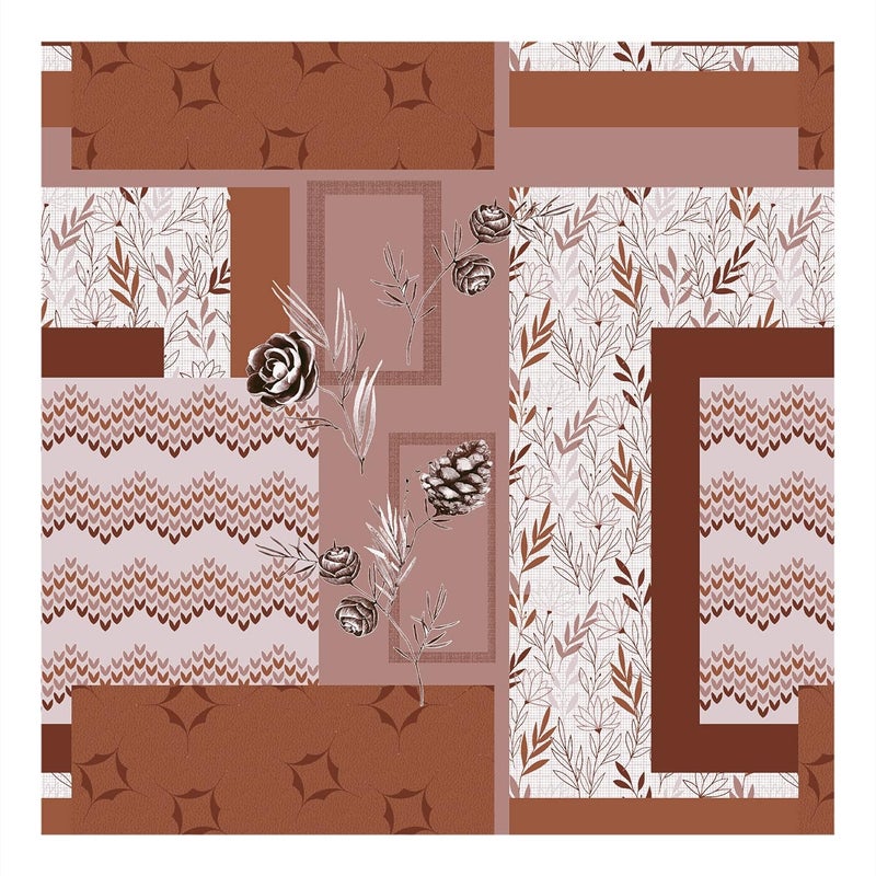 Bella Casa Double Bedsheet with 2 Pillow Covers 180 TC 100 Cotton Abstract Design Tan Brown Colour Radiant Collection - Image 4
