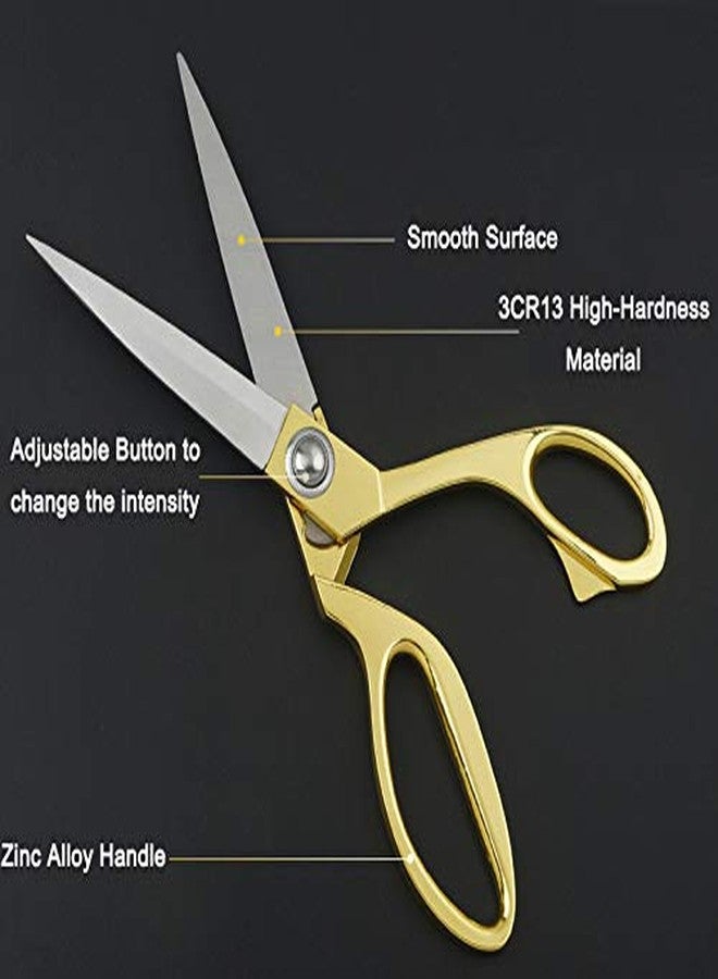 CABAX Stainless Steel Sharp Tailor Scissors for Clothing Dressmaking Shears Fabric Craft Cutting Adjustable Kitchen Scissors, Gold (9.5'') - Image 3